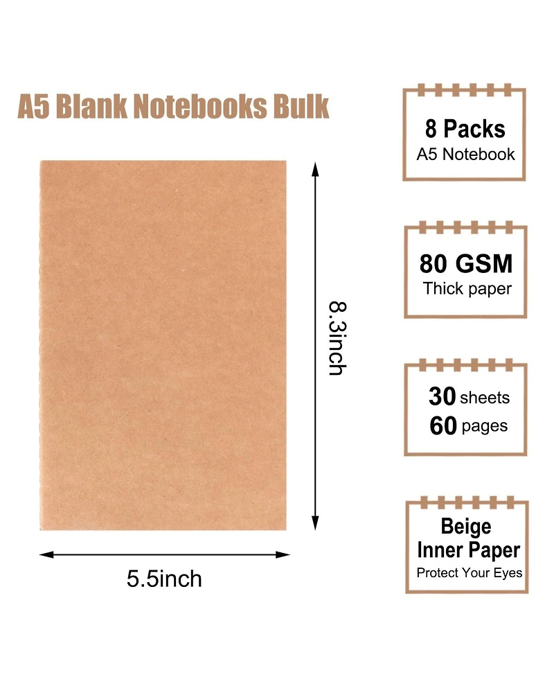 Gnuadz Blank Notebooks A5 Unlined Sketchbooks Journal Set