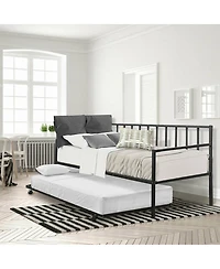 Gymax Twin Trundle DayBed With 4 Casters Mattress Platform Bed Sofa