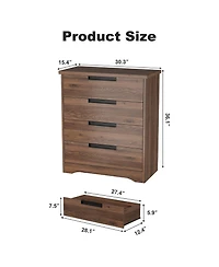 gaomon 4 Drawers Nightstand for Bedroom, Modern Bedside Table with Built-in Handles Design, For Living Room, Bedroom, Entryway