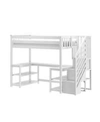 Max & Lily Classic Twin High Loft (ladder on end), Wraparound Desk And Staircase