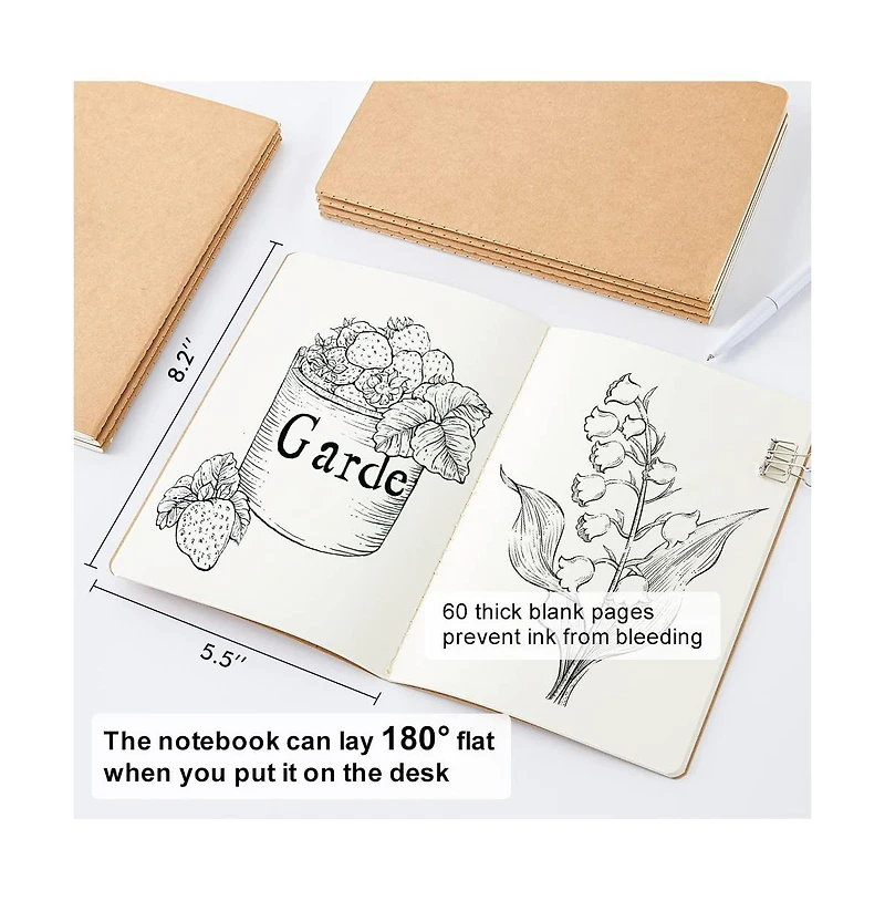 Gnuadz Unlined Paper Notebooks Blank Journal Sketchbook