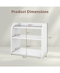 Gymax 2Pieces 3-Tier Desktop Bookshelf with Raised Top Guardrails Space-Saving Display Shelf