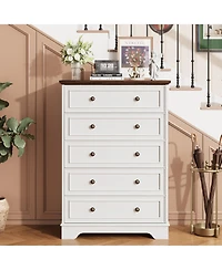 gaomon 5 Drawer Dresser for Bedroom, Vertical Chest of Drawers, Farmhouse Tall Cabinet Organizer for Living Room, Hallway