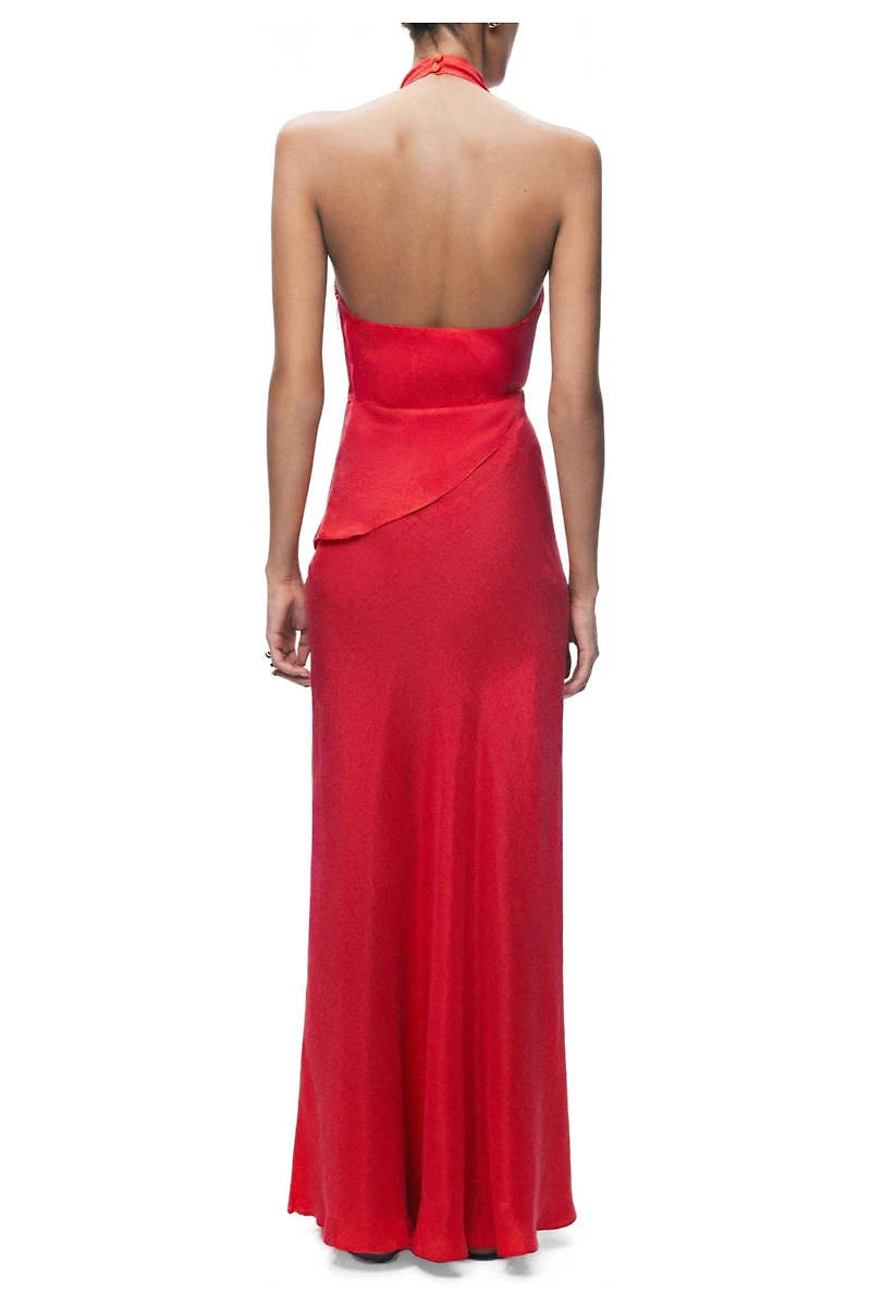 Nocturne Women's Asymmetric Open-Back Halter Maxi Dress
