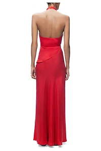 Nocturne Women's Asymmetric Open-Back Halter Maxi Dress