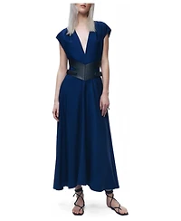 Nocturne Women's V-Neck Belted Midi Dress