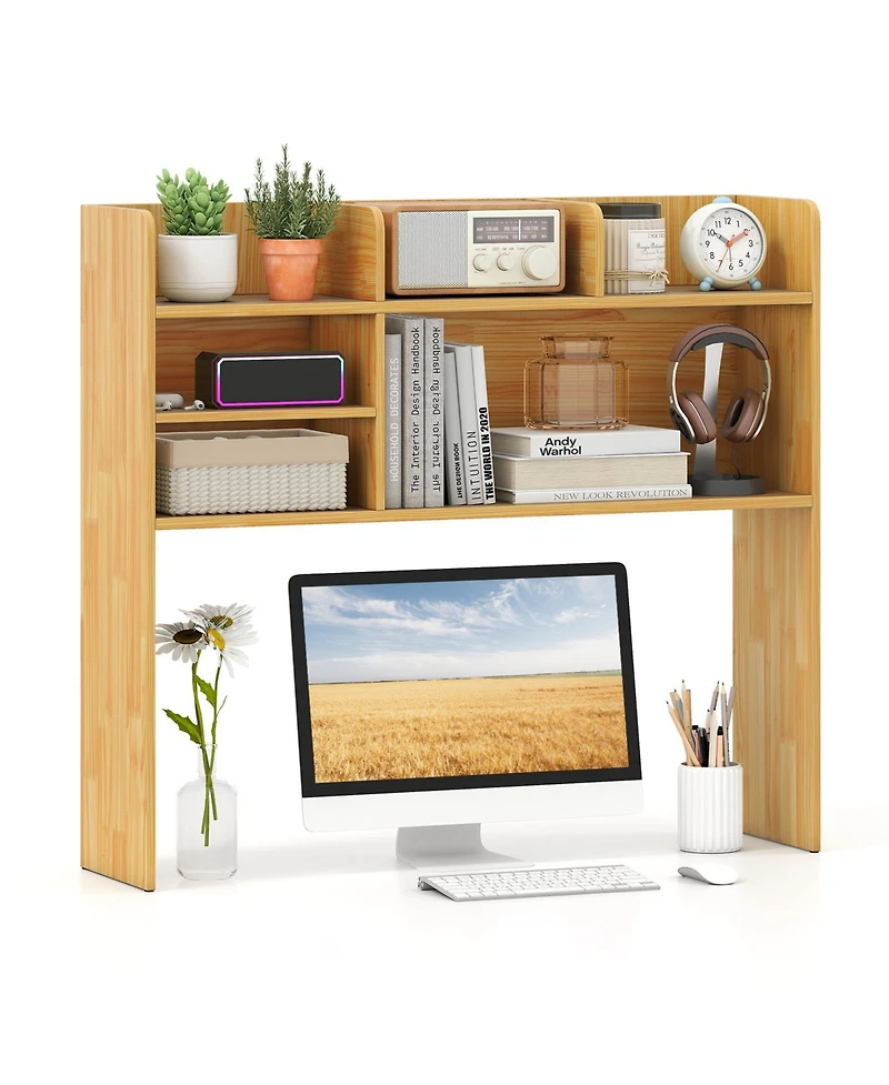 Gymax 3-Tier Desktop Bookshelf with 6 Shelves Desk Organizer for Computer Desk
