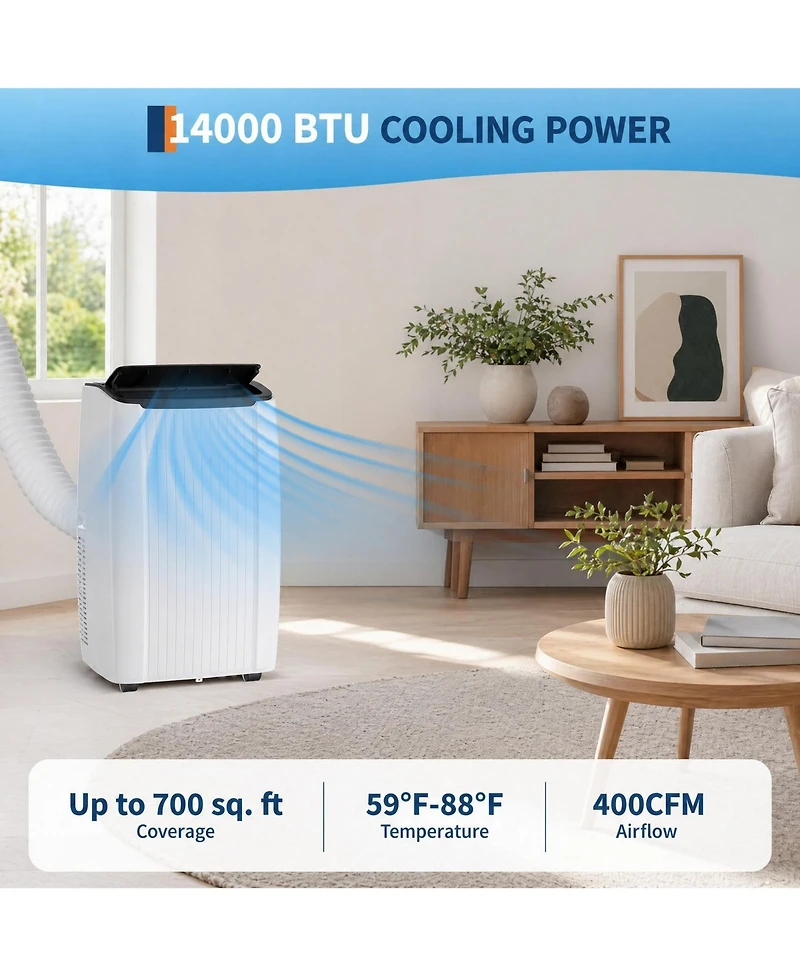 Xo Portable Air Conditioner, Cools/Heats Up to 700 Sq.Ft, 14000 Btu
