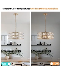 Clihome Crystal Chandeliers, 5-Tier Round Semi Flush Mount Chandelier Light Fixture, Luxury Ceiling Lighting