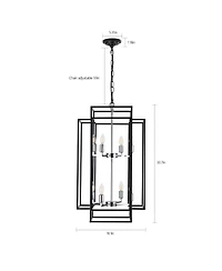 Clihome Industrial Metal Frame 8-Light Geometric Pendant Chandelier, Adjustable Hanging Light