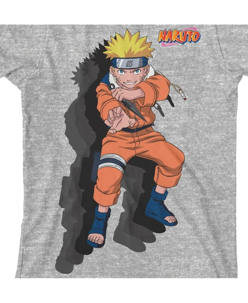 Naruto Boys Shadow Effect Crew Neck Short Sleeve Athletic Heather T-shirt-xl