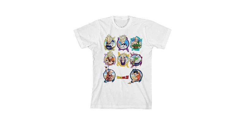 Dragon Ball Z Boys Character Circles Crew Neck Short Sleeve White T-shirt-xl