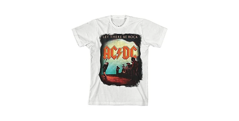 Ac/Dc Boys Let There Be Rock Acdc Youth White T-shirt-Medium