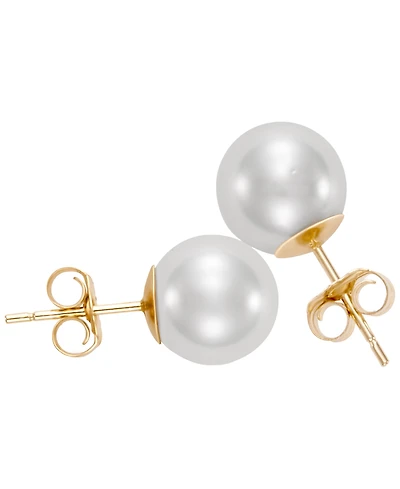 Macy's Akoya Pearl (8-8.5mm) Stud Earrings in 14k Yellow Gold