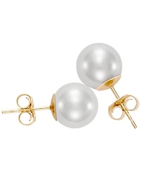 Macy's Akoya Pearl (8-8.5mm) Stud Earrings in 14k Yellow Gold