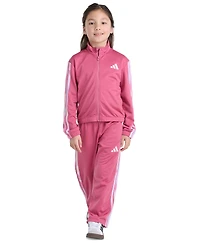 adidas Girls' 2T-6X Long-Sleeve 3-Stripe Jacket and Pants, 2-Piece Set