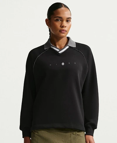 Nike Women's Sportswear Phoenix Fleece Graphic Polo Oversized Top