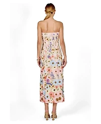 endless rose Women's Strapless Floral Embroidered Mini Dress