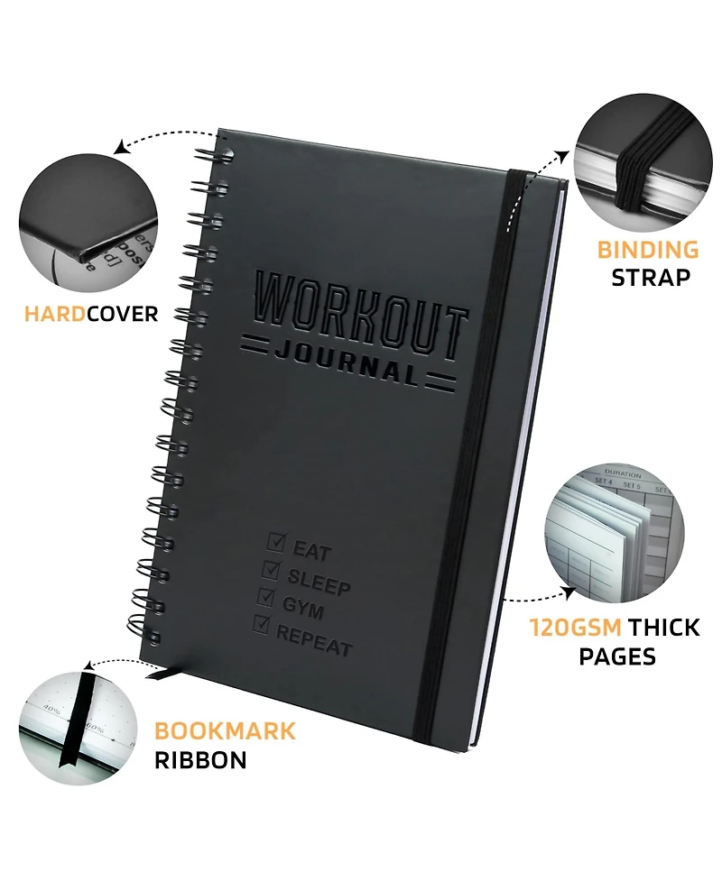 Gnuadz Fitness Journal Workout Planner Log Book Gym Home
