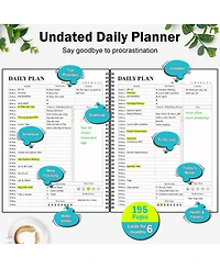 Gnuadz Planner Daily Agenda To Do List Hourly Schedule Spiral Appointment Book Elastic Closure Inner Pocket