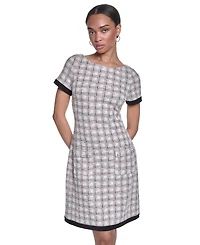 Karl Lagerfeld Paris Women's Windowpane Knee-Length Dress
