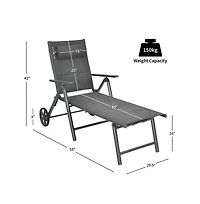 Boyel Living Patio Reclining Chaise Lounge with Adjust Neck Pillow