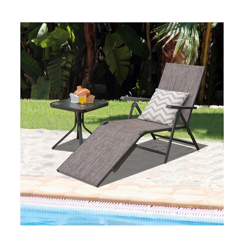 Boyel Living Patio Foldable Chaise Lounge Chair with Backrest and Footrest