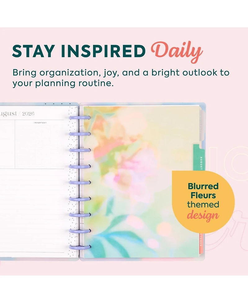 Gnuadz Happy Planner Classic Dashboard Blurred Fleurs July 2026-June 2027