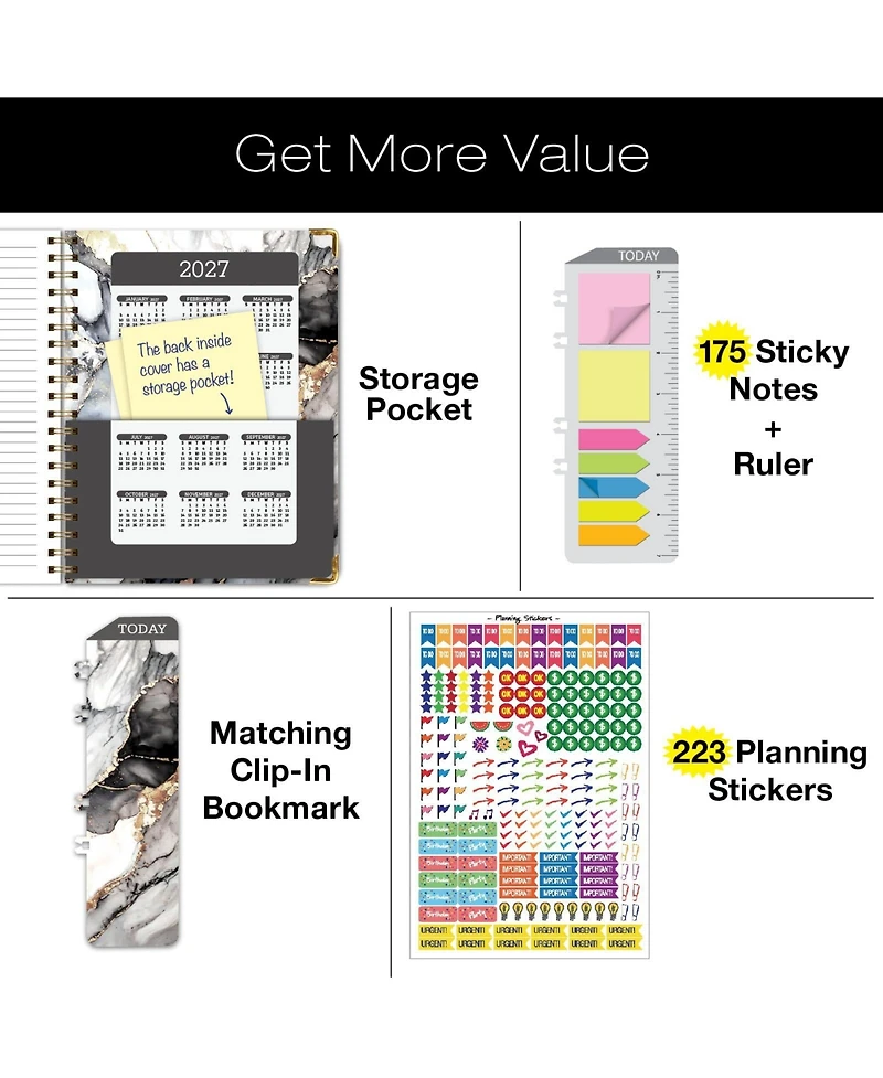 Gnuadz Hardcover Academic Planner 2026-2027 14-Month Daily Weekly Monthly Agenda Bookmark Pocket