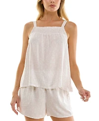 Sincerely Jules Women's Square Neck Cami Top and Pajama Shorts, 2-Piece Set