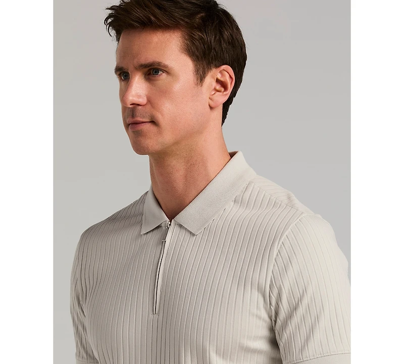 Perry Ellis Men's Slim-Fit Ribbed-Knit 1/4-Zip Polo Shirt