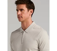 Perry Ellis Men's Slim-Fit Ribbed-Knit 1/4-Zip Polo Shirt