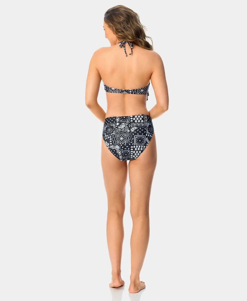 California Waves Women's Printed Bandeau Neck Swim Bikini Top, Macy's Exclusive