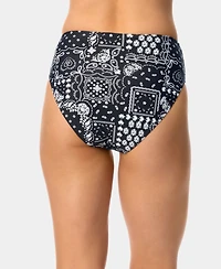 California Waves Women's Bandana Print High-Waist Swim Bottoms, Macy's Exclusive