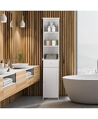 sumyeg Tall Freestanding Bathroom Storage Cabinet with Open Shelves and Drawer