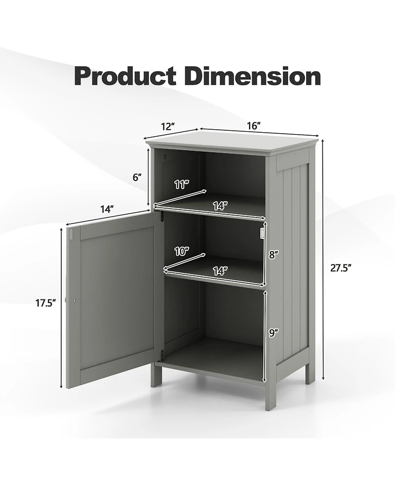 sumyeg Freestanding Bathroom Storage Cabinet with Adjustable Shelves Floor Organizer