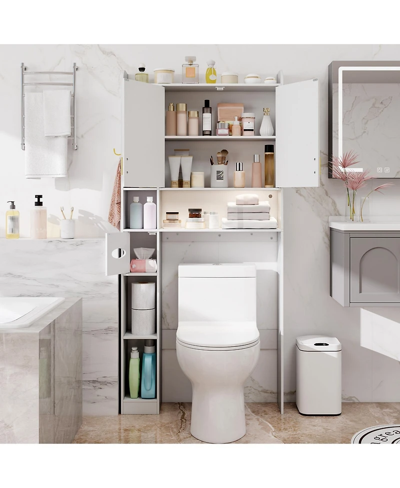 sumyeg Freestanding Over The bath fixture Storage Cabinet with Double Door Organizer