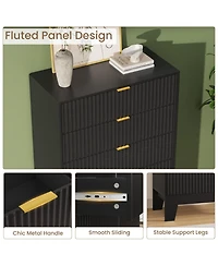 gaomon 5 Drawer Fluted Dresser – 47" Tall Wooden Chest of Drawers with Metal Handle, Clothes Storage for Bedroom, Hallway