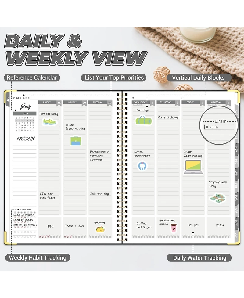 Gnuadz Academic Planner 2026-2027 Weekly Monthly Hardcover Tabs