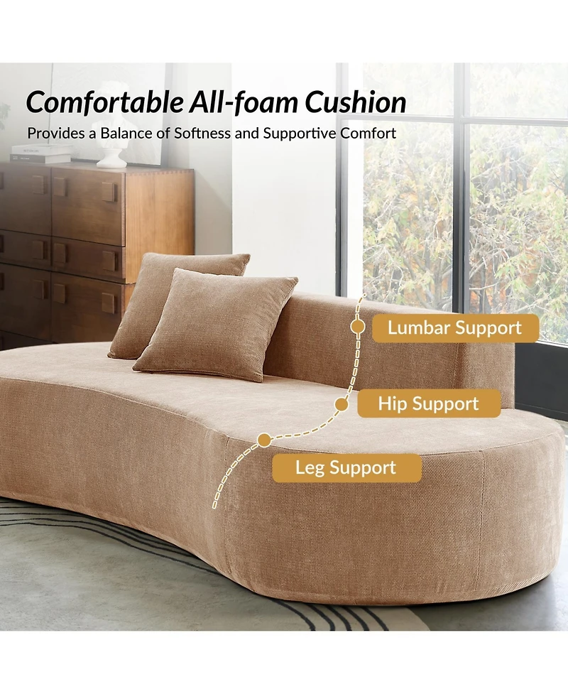 Hulala Home Nerio 94" Modern No Assembly Required Compressed Cloud Sofa