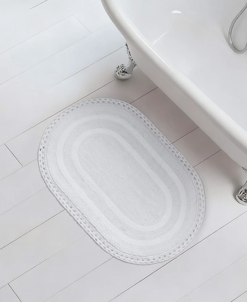 Laura Ashley Camilla Crochet Border Oval Bath Mat