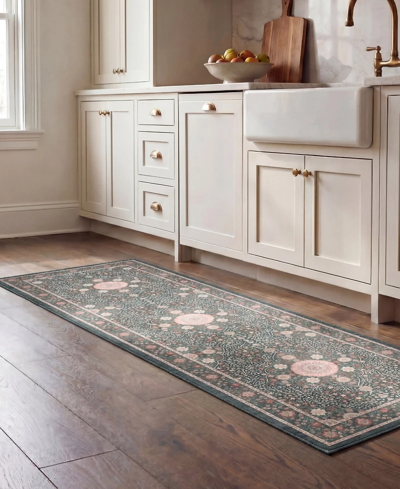 Laura Ashley Printed Chenille Victora Medallion Runner Rug, 24" x 72"