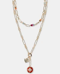 On 34th Bead & Charm Layered Lariat Necklace, 16" + 2" extender, Macy's Exclusive