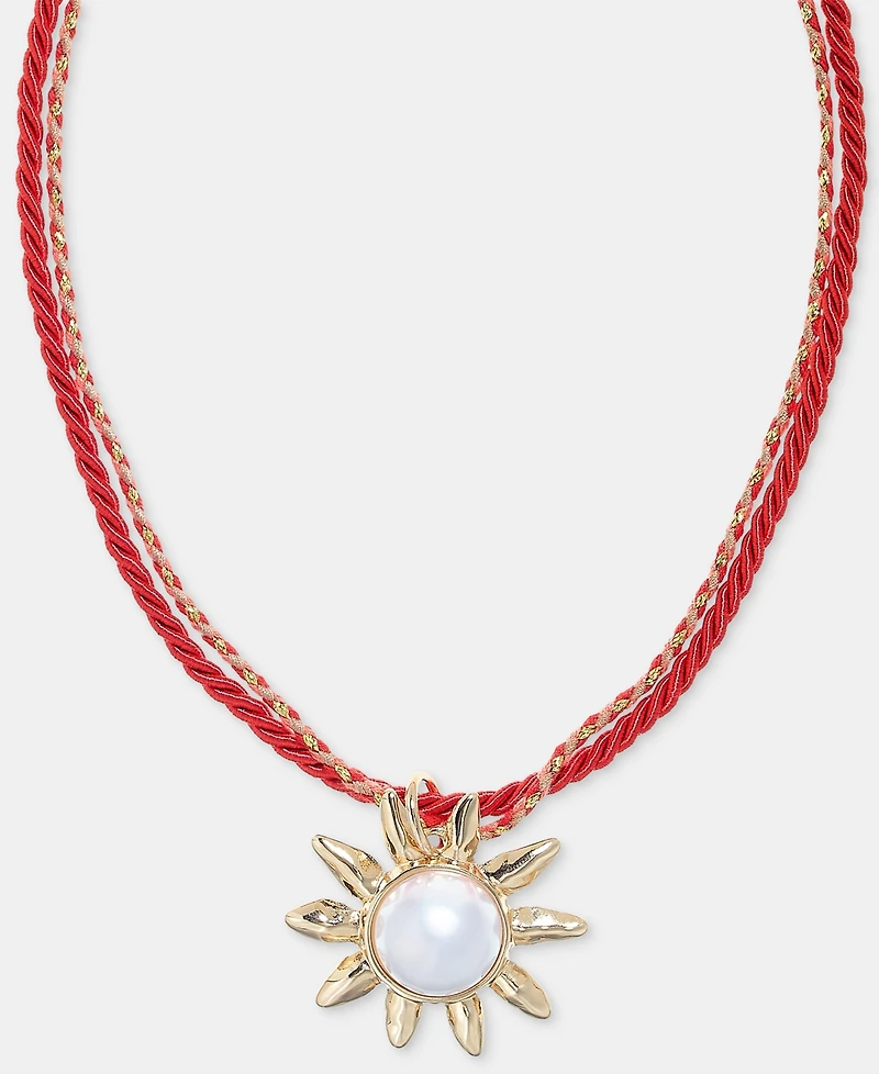 On 34th Imitation Pearl Sun Double Cord Pendant Necklace, 16" + 2" extender, Macy's Exclusive