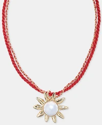 On 34th Imitation Pearl Sun Double Cord Pendant Necklace, 16" + 2" extender, Macy's Exclusive