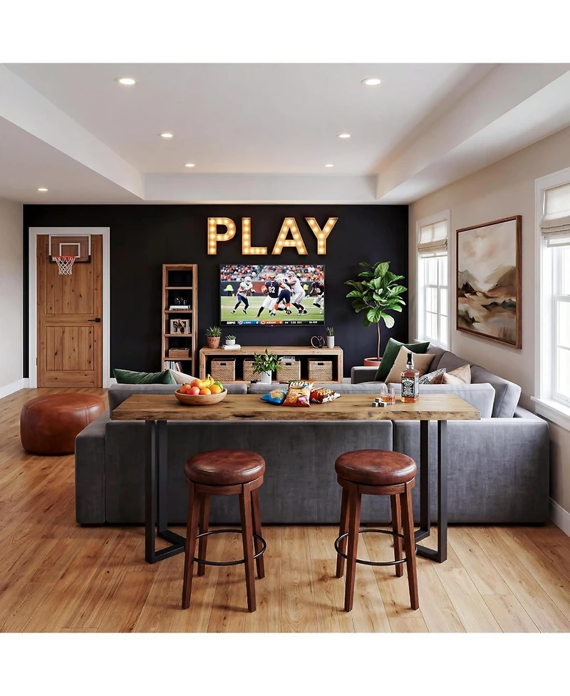 Tribesigns Solid Wood Live-Edge Bar Table, Rectangle Long Counter Height Pub Table, Farmhouse High Top Home Bar Unit