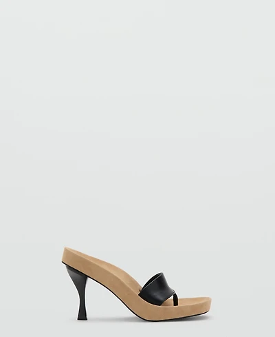 Mango Women's Mixed Leather Heeled Sandals