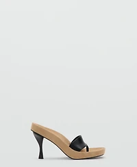 Mango Women's Mixed Leather Heeled Sandals