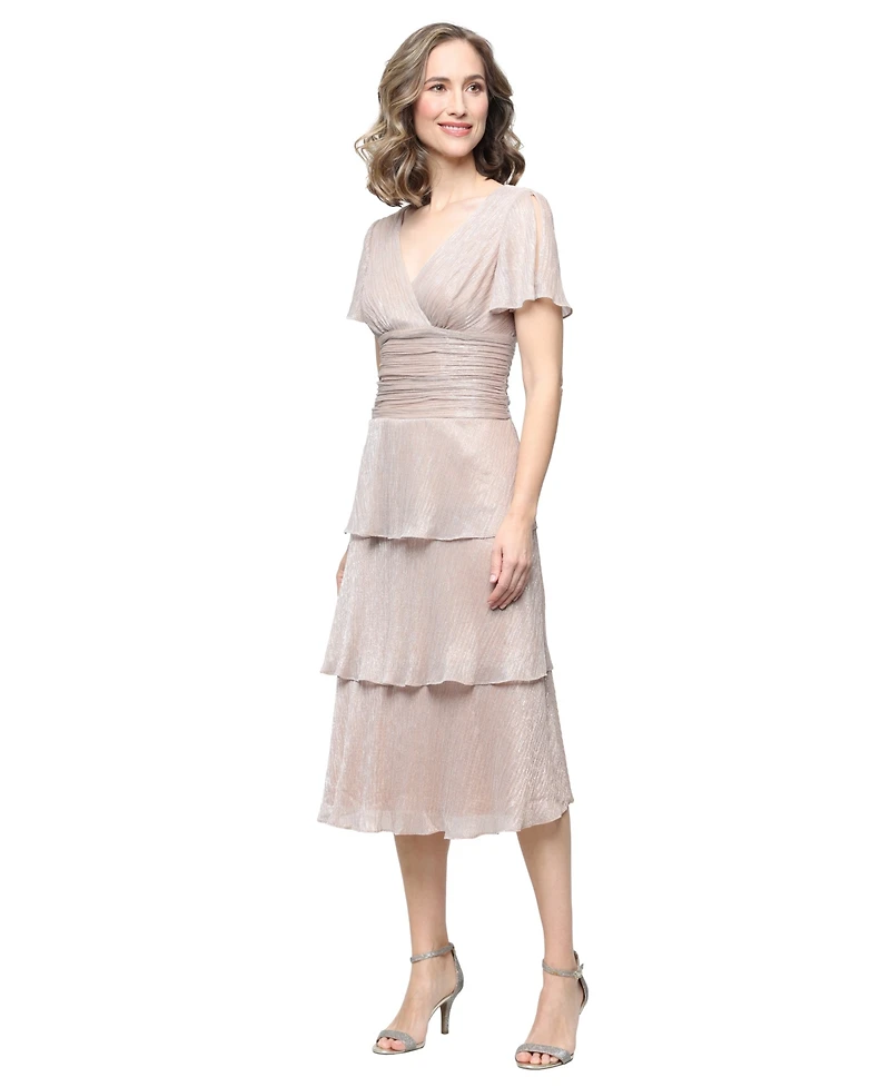 Sl Fashions Women's V-Neck Dress
