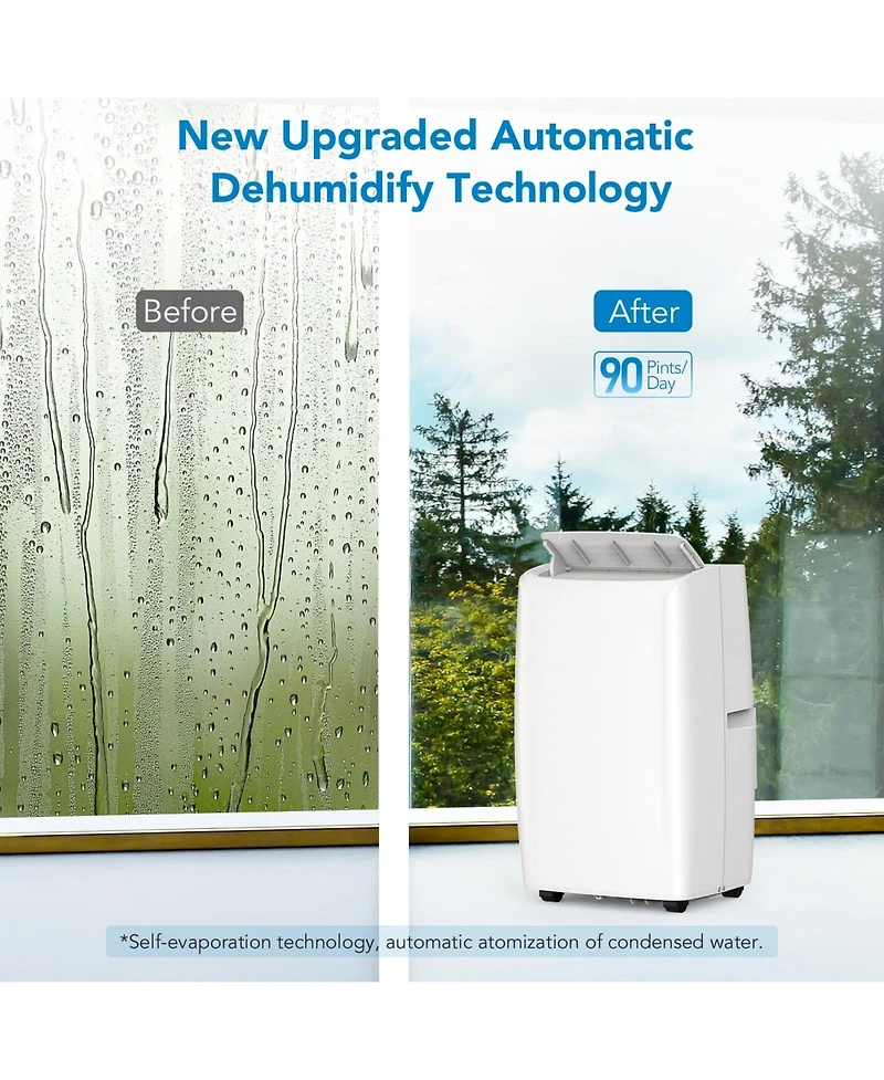 Xo 14,000 Btu Portable Air Conditioner with Cooling, Dehumidification and Fan, Led Touch Panel, Remote and Window Kit